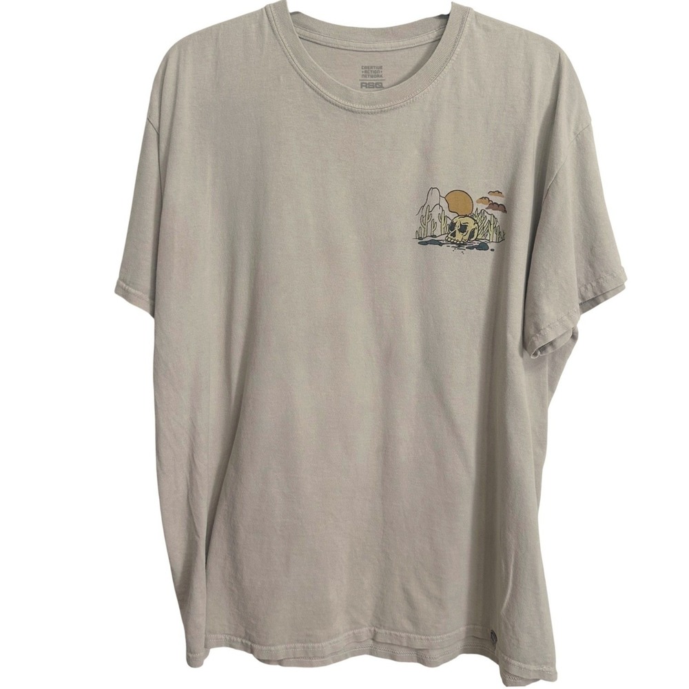 RSQ Joshua Tree Graphic T-Shirt Mens Large‎ Tan Desert Skull California Tee